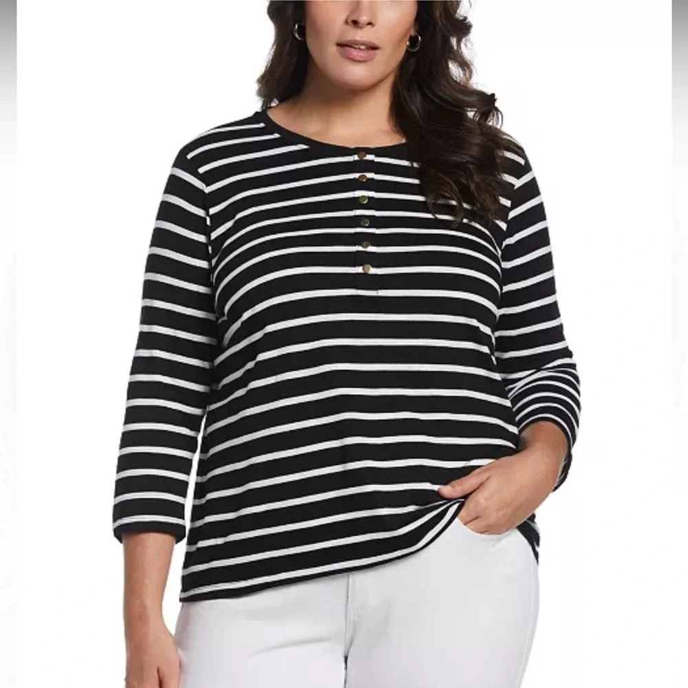 Black and White Striped Women's Top
